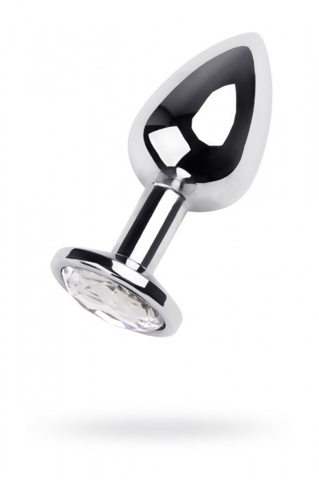 Серебристая анальная пробка с прозрачным кристаллом - 9,5 см. - ToyFa - купить с доставкой в Санкт-Петербурге