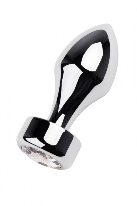 Серебристая анальная втулка с прозрачным кристаллом - 10,5 см. - ToyFa - купить с доставкой в Санкт-Петербурге