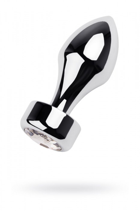 Серебристая анальная втулка с прозрачным кристаллом - 10,5 см. - ToyFa - купить с доставкой в Санкт-Петербурге