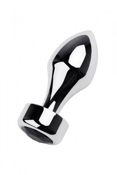 Серебристая анальная втулка с чёрным кристаллом в основании - 10,5 см. - ToyFa - купить с доставкой в Санкт-Петербурге