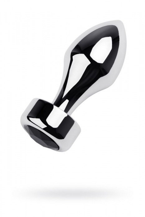 Серебристая анальная втулка с чёрным кристаллом в основании - 10,5 см. - ToyFa - купить с доставкой в Санкт-Петербурге