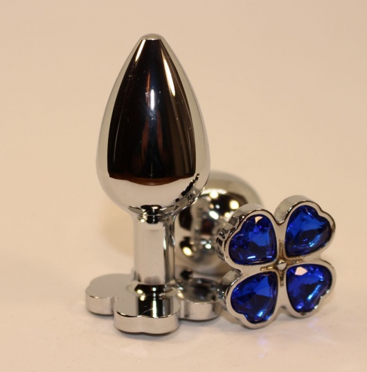 Серебристая пробка с цветком из синих сердечек - 7 см. - 4sexdreaM - купить с доставкой в Санкт-Петербурге