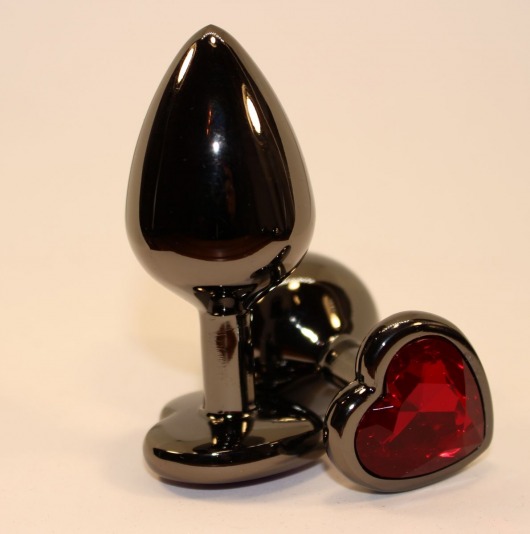 Чёрная пробка с красным сердцем-кристаллом - 7 см. - 4sexdreaM - купить с доставкой в Санкт-Петербурге