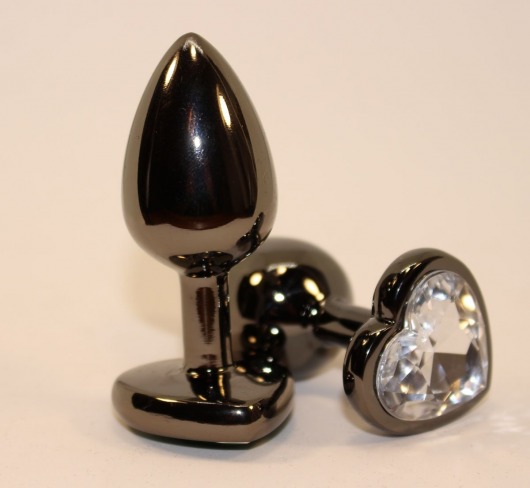 Чёрная пробка с прозрачным сердцем-кристаллом - 7 см. - 4sexdreaM - купить с доставкой в Санкт-Петербурге