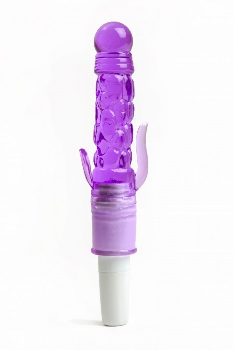 Фиолетовый вибратор с дополнительными отростками - 21 см. - 4sexdreaM