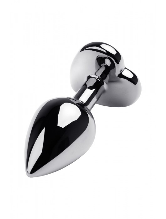 Серебристая анальная пробка с прозрачным кристаллом-сердцем - 8 см. - ToyFa - купить с доставкой в Санкт-Петербурге