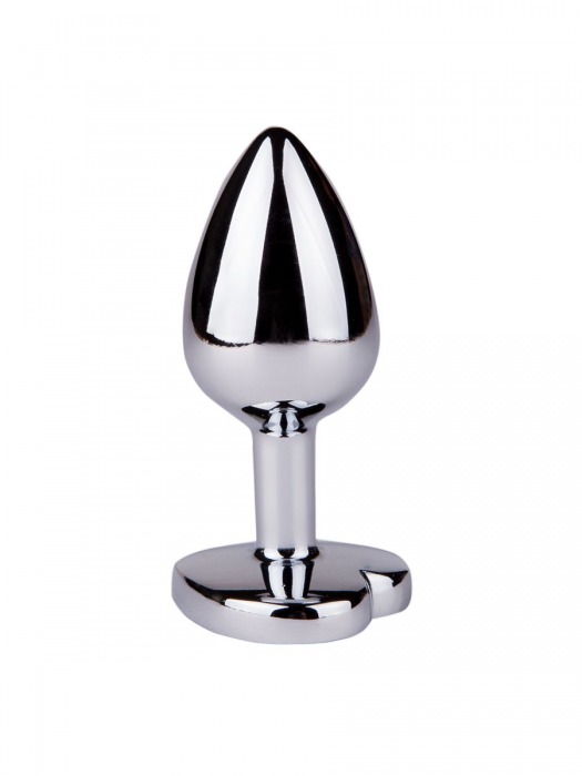 Серебристая анальная втулка с синим кристаллом-сердцем - 7 см. - Джага-Джага - купить с доставкой в Санкт-Петербурге