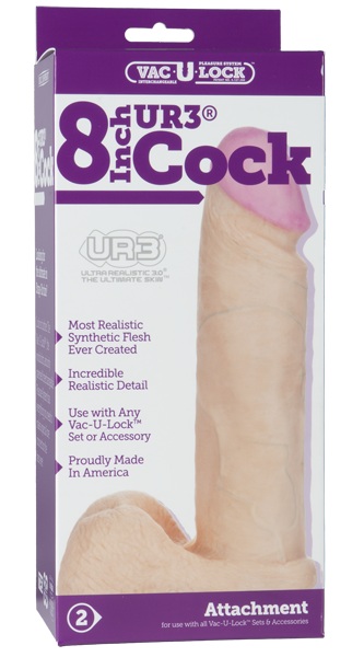 Ультрареалистичная насадка для трусиков Vac-U-Lock 8  ULTRASKYN Cock - 20,57 см. - Doc Johnson - купить с доставкой в Санкт-Петербурге