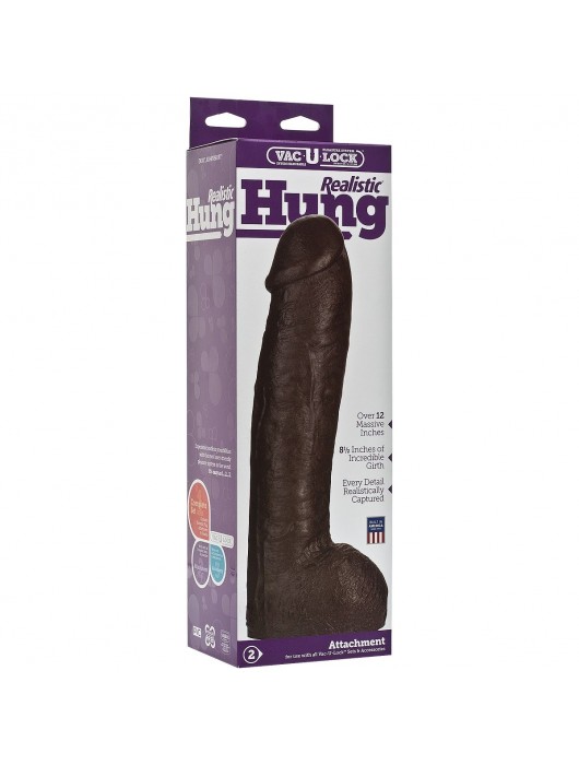 Большая насадка для трусиков Vac-U-Lock Realistic Hung - 31,7 см. - Doc Johnson - купить с доставкой в Санкт-Петербурге