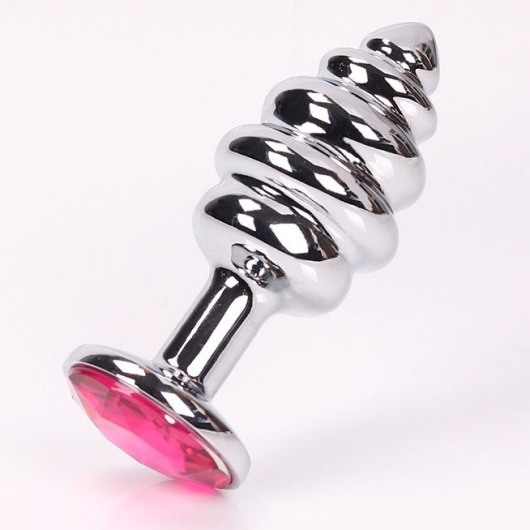Анальная фигурная пробка с розовым стразом - 8 см. - 4sexdreaM - купить с доставкой в Санкт-Петербурге