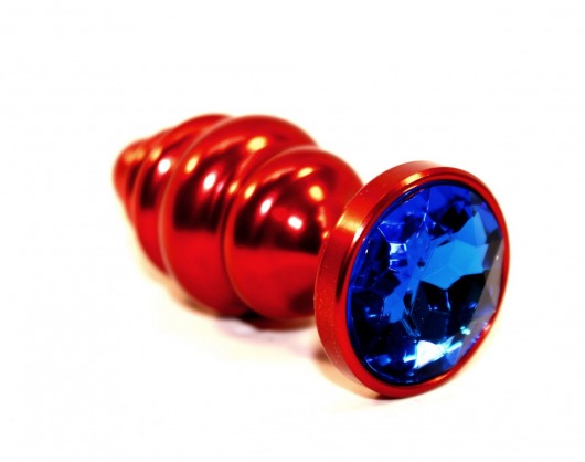Красная фигурная пробка с синим стразом - 7,3 см. - 4sexdreaM - купить с доставкой в Санкт-Петербурге