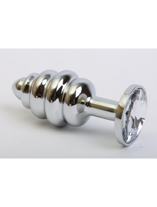 Серебристая фигурная пробка с прозрачным стразом - 8 см. - 4sexdreaM - купить с доставкой в Санкт-Петербурге