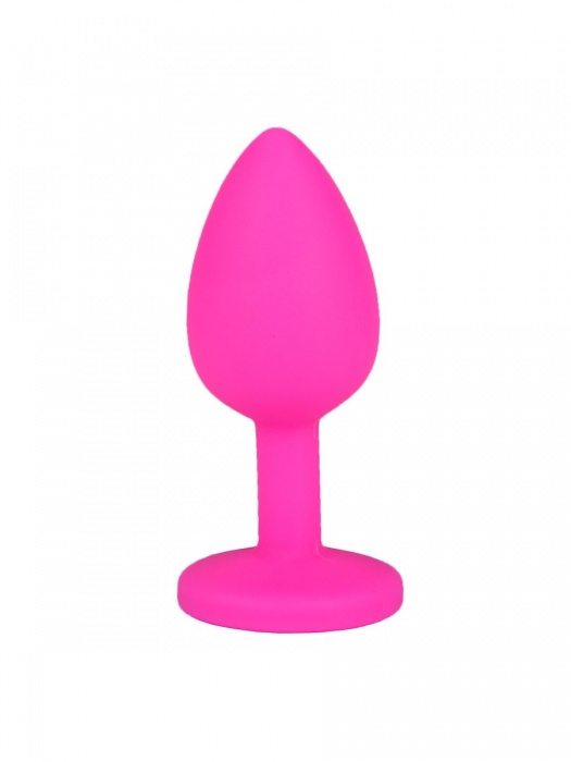 Розовая силиконовая анальная втулка с красным кристаллом - 7,3 см. - Джага-Джага - купить с доставкой в Санкт-Петербурге