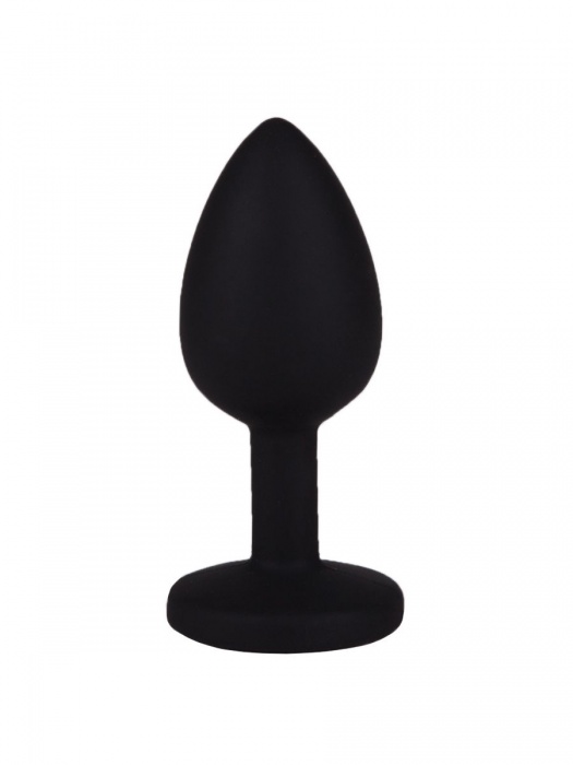 Чёрная анальная втулка с фиолетовым кристаллом - 7,3 см. - Джага-Джага - купить с доставкой в Санкт-Петербурге