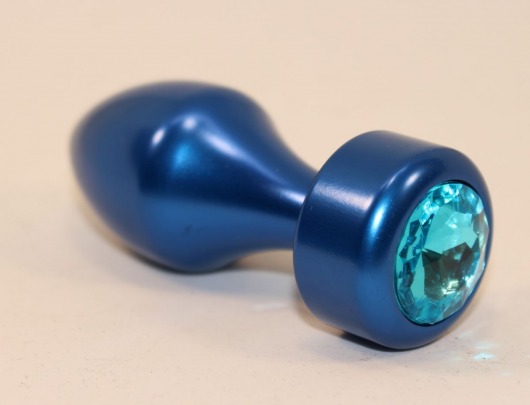Синяя анальная пробка с голубым кристаллом - 7,8 см. - 4sexdreaM - купить с доставкой в Санкт-Петербурге