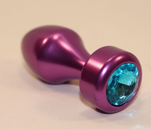 Фиолетовая анальная пробка с голубым кристаллом - 7,8 см. - 4sexdreaM - купить с доставкой в Санкт-Петербурге