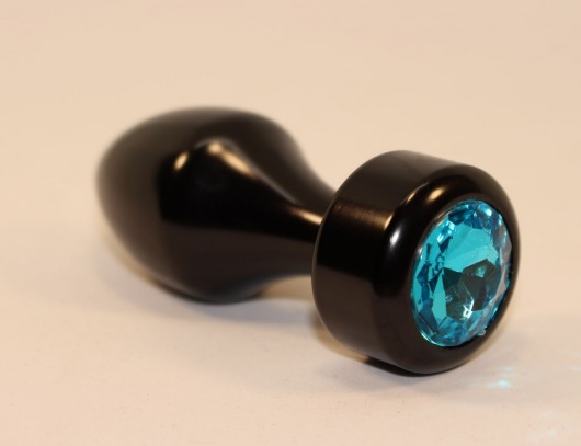 Чёрная анальная пробка с голубым кристаллом - 7,8 см. - 4sexdreaM - купить с доставкой в Санкт-Петербурге