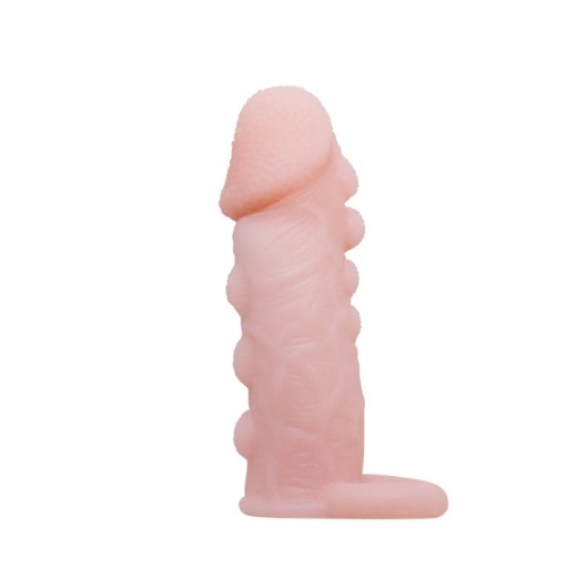 Телесная насадка с подхватом мошонки и наростами - 14 см. - Baile - в Санкт-Петербурге купить с доставкой