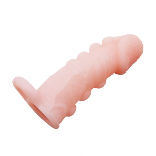 Телесная насадка с подхватом мошонки и наростами - 14 см. - Baile - в Санкт-Петербурге купить с доставкой