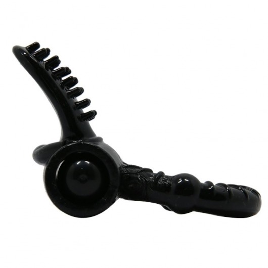 Чёрное эрекционное кольцо с вибрацией и щеточкой для клитора - Baile - в Санкт-Петербурге купить с доставкой