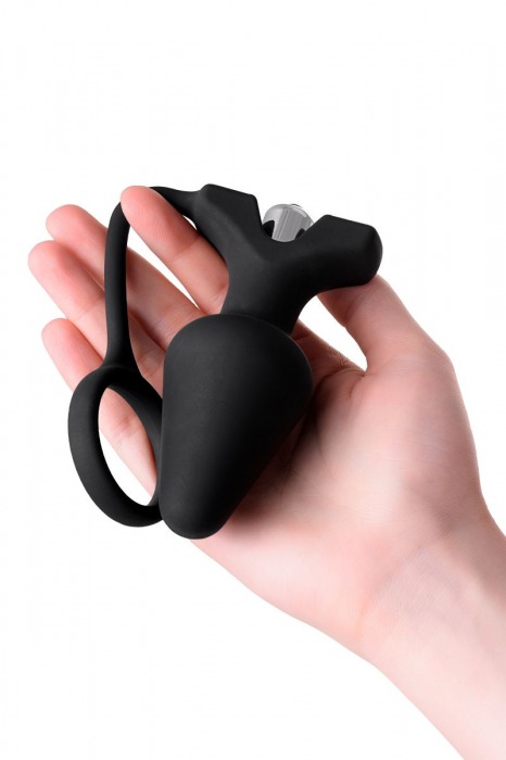 Чёрное эрекционное кольцо с анальной вибропробкой - Erotist - в Санкт-Петербурге купить с доставкой