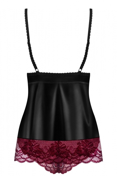 Чувственный бэби-долл с малиновым кружевом и бантом - Obsessive купить с доставкой