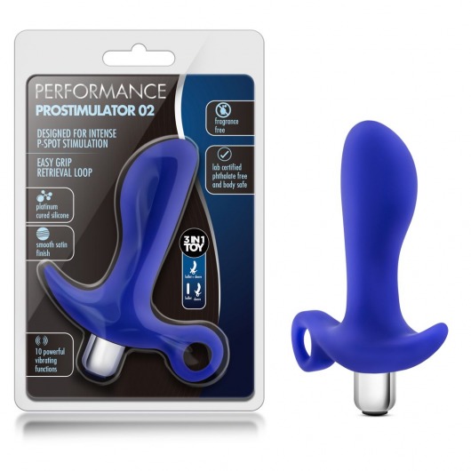 Синий стимулятор простаты с ручкой-кольцом Performance Prostimulator 02 - Blush Novelties - в Санкт-Петербурге купить с доставкой