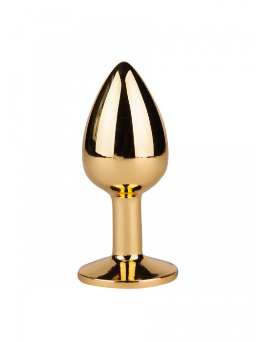 Золотистая анальная втулка с малиновым кристаллом - 7 см. - Джага-Джага - купить с доставкой в Санкт-Петербурге