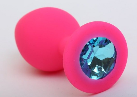 Розовая анальная втулка с голубым кристаллом - 7,3 см. - Джага-Джага - купить с доставкой в Санкт-Петербурге