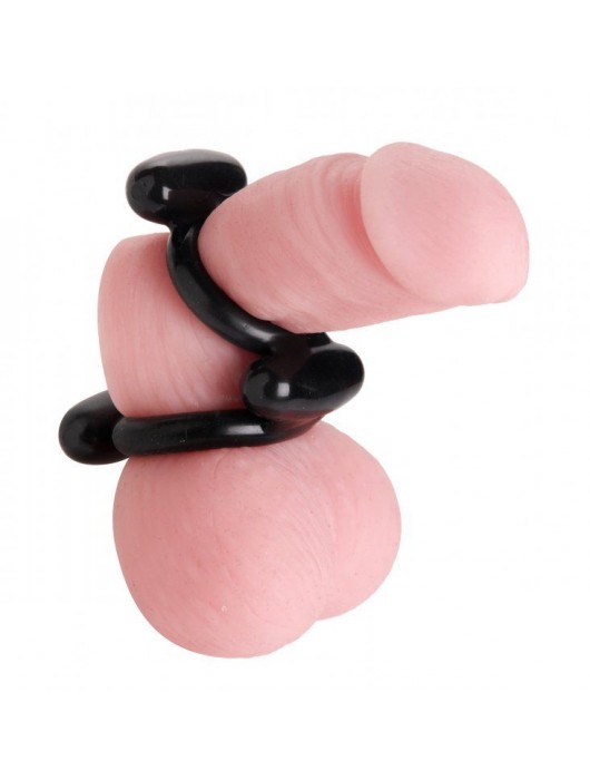 Двойное эрекционное кольцо Dual Stretch To Fit Cock and Ball Ring - XR Brands - в Санкт-Петербурге купить с доставкой