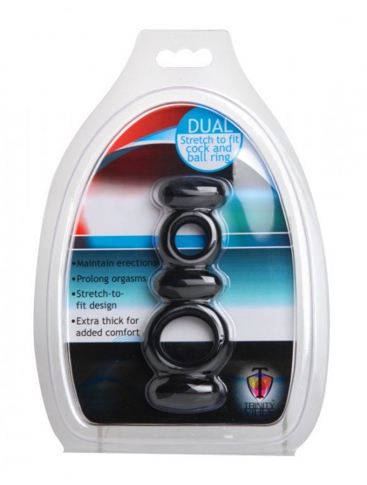 Двойное эрекционное кольцо Dual Stretch To Fit Cock and Ball Ring - XR Brands - в Санкт-Петербурге купить с доставкой