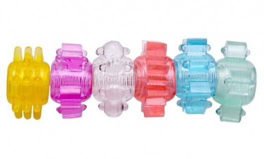 Набор из 6 разноцветных эрекционных колец Enhance 6 Piece Cock Ring Set - XR Brands - в Санкт-Петербурге купить с доставкой