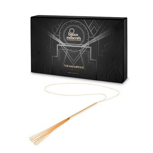 Золотистое ожерелье-плеть Magnifique - Bijoux Indiscrets - купить с доставкой в Санкт-Петербурге