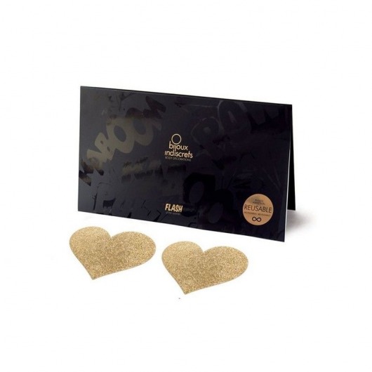 Золотистые пестисы-сердечки - Bijoux Indiscrets купить с доставкой