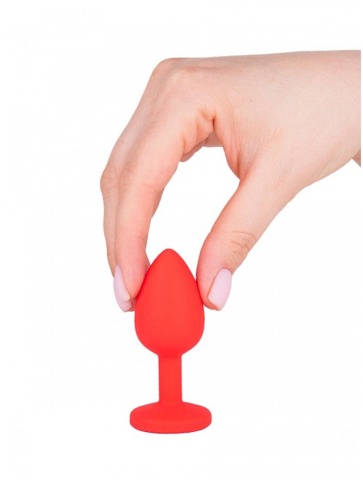 Красная анальная втулка с красным кристаллом - 7,3 см. - Джага-Джага - купить с доставкой в Санкт-Петербурге
