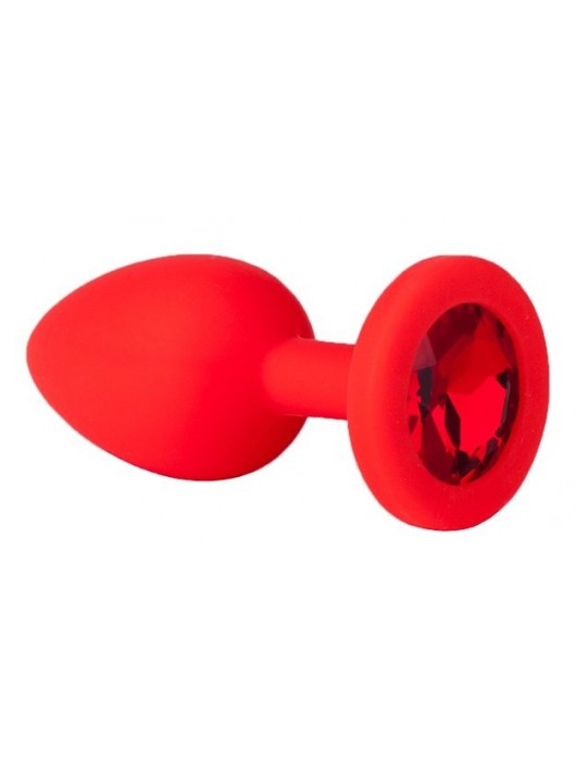 Красная анальная втулка с красным кристаллом - 7,3 см. - Джага-Джага - купить с доставкой в Санкт-Петербурге