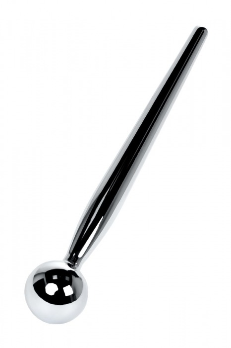 Серебристый уретральный плаг с ограничителем-шариком Metal - 9,5 см. - ToyFa - купить с доставкой в Санкт-Петербурге