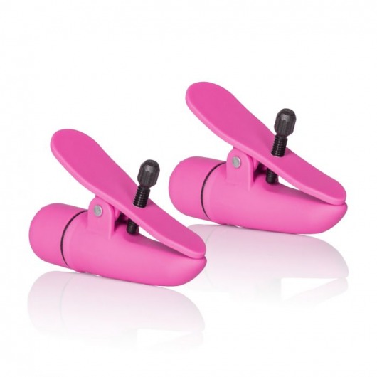 Розовые зажимы на соски с вибрацией Nipple Play Nipplettes - California Exotic Novelties - купить с доставкой в Санкт-Петербурге