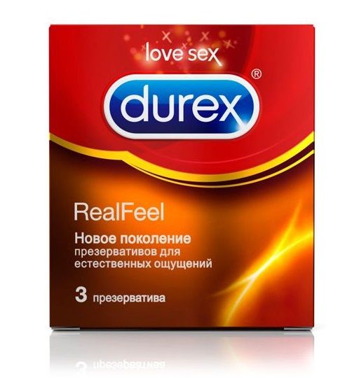 Презервативы Durex RealFeel для естественных ощущений - 3 шт. - Durex - купить с доставкой в Санкт-Петербурге