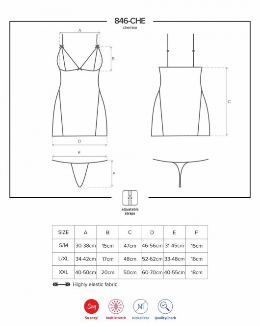 Элегантная сорочка из стрейч-атласного материала (большой размер) - Obsessive купить с доставкой