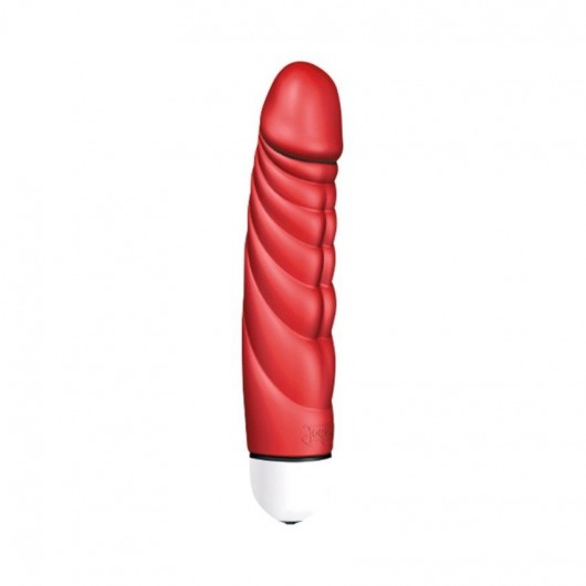 Красный вибратор с рёбрышками Mr. Big Intense - 18,4 см. - Joy Division