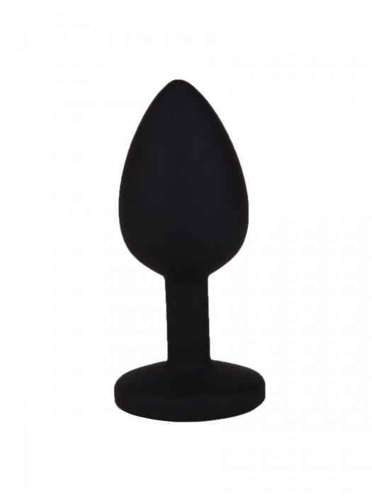 Чёрная анальная втулка с прозрачным кристаллом - 7,3 см. - Джага-Джага - купить с доставкой в Санкт-Петербурге