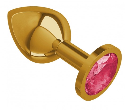 Золотистая средняя пробка с малиновым кристаллом - 8,5 см. - Джага-Джага - купить с доставкой в Санкт-Петербурге