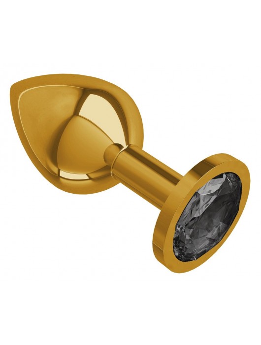 Золотистая средняя пробка с чёрным кристаллом - 8,5 см. - Джага-Джага - купить с доставкой в Санкт-Петербурге