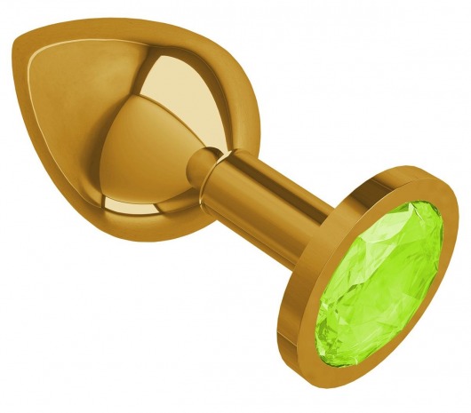 Золотистая средняя пробка с лаймовым кристаллом - 8,5 см. - Джага-Джага - купить с доставкой в Санкт-Петербурге