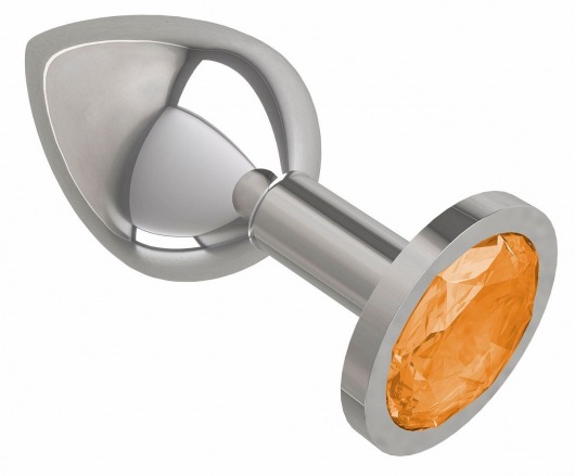 Серебристая средняя пробка с оранжевым кристаллом - 8,5 см. - Джага-Джага - купить с доставкой в Санкт-Петербурге