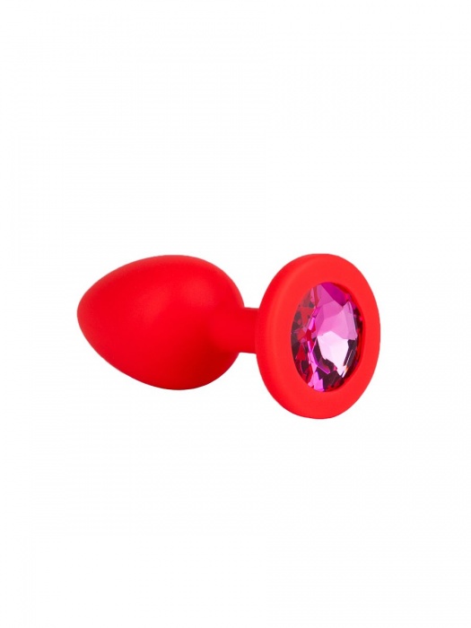 Красная анальная втулка с малиновым кристаллом - 7,3 см. - Джага-Джага - купить с доставкой в Санкт-Петербурге