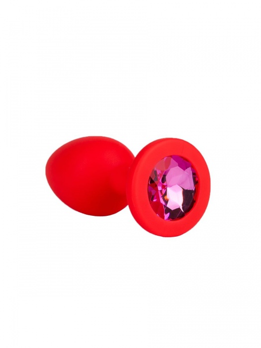 Красная анальная втулка с малиновым кристаллом - 7,3 см. - Джага-Джага - купить с доставкой в Санкт-Петербурге
