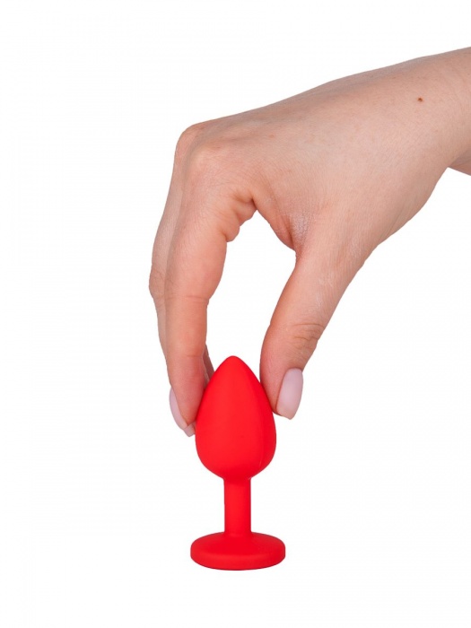 Красная анальная втулка с малиновым кристаллом - 7,3 см. - Джага-Джага - купить с доставкой в Санкт-Петербурге