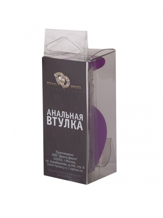 Фиолетовая силиконовая пробка с прозрачным кристаллом - 7,3 см. - Джага-Джага - купить с доставкой в Санкт-Петербурге